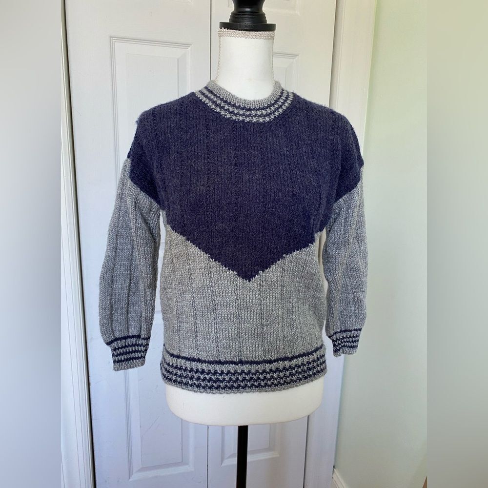 Cheerleader Blue & Grey Crew Neck Sweater